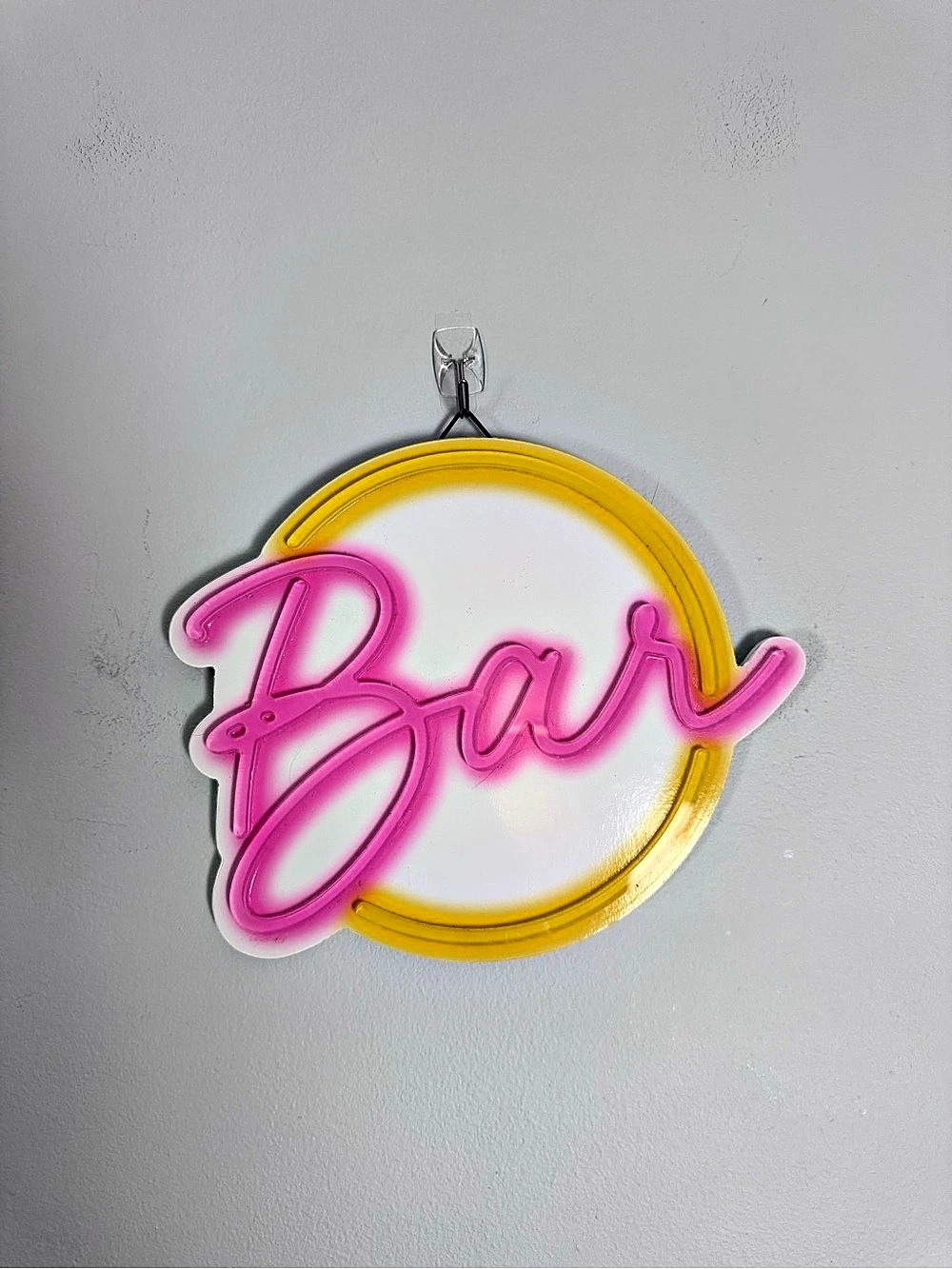 Faux neon Pink & Yellow Bar Wall sign